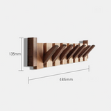 Houten Wandkapstok met Inklapbare Haken – Bruin
