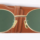 Vintage Ovale Zonnebril met Groene Glazen voor Tijdloze Look