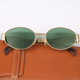 Vintage Ovale Zonnebril met Groene Glazen voor Tijdloze Look
