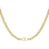 Gouden Schakelketting met Minimalistisch Detail.