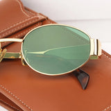 Vintage Ovale Zonnebril met Groene Glazen voor Tijdloze Look