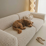 Beige Elastische Bankhoes met Geweven Structuur
