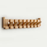 Houten Wandkapstok met Inklapbare Haken – Bruin