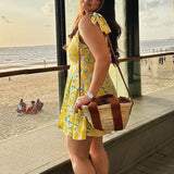 Gele Mini Jurk met Citroenprint
