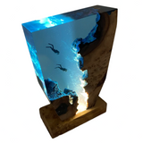 Decoratieve Tafellamp Blauw met Hout en LED Verlichting