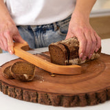 Houten Broodmes Bruin met Gebogen Handvat