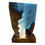 Decoratieve Tafellamp Blauw met Hout en LED Verlichting