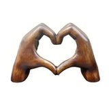 Houten Hartbeeld Bruin met Handen Design