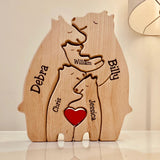 Gepersonaliseerde Houten Beren Familiepuzzel – Bruin