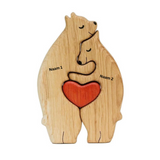 Gepersonaliseerde Houten Beren Familiepuzzel – Bruin