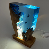 Decoratieve Tafellamp Blauw met Hout en LED Verlichting