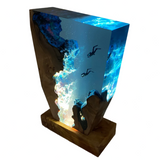 Decoratieve Tafellamp Blauw met Hout en LED Verlichting