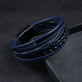 Heren Leren Armband Zwart met Gevlochten Design