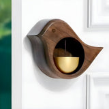 Houten Vogel Deurbel Bruin met Messing Bel