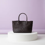 Olyndra | Tan Geweven Leren Schoudertas