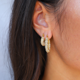 Gouden Hoepel Oorbellen met Kristallen voor Luxe Look