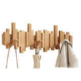 Houten Wandkapstok met Inklapbare Haken – Walnoothout