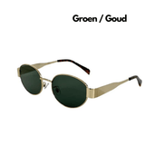 Vintage Ovale Zonnebril met Groene Glazen voor Tijdloze Look