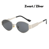 Vintage Ovale Zonnebril met Groene Glazen voor Tijdloze Look