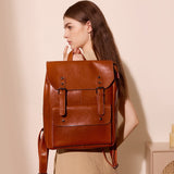 Leren Rugzak met Vintage Design en Gesp Sluiting