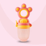 Baby Fruit Speen met Siliconen Voedingshouder – Groen & Roze