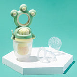 Baby Fruit Speen met Siliconen Voedingshouder – Groen & Roze