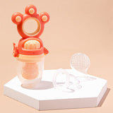 Baby Fruit Speen met Siliconen Voedingshouder – Groen & Roze