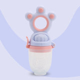 Baby Fruit Speen met Siliconen Voedingshouder – Groen & Roze