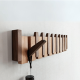 Houten Wandkapstok met Inklapbare Haken – Bruin