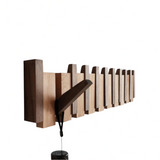 Houten Wandkapstok met Inklapbare Haken – Bruin