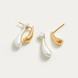 Elegante Druppel Oorbellen met Twee Kleuren voor Moderne Look