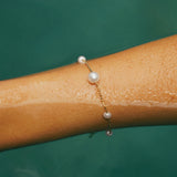 Verstelbare Goudkleurige Parel Armband voor Dames