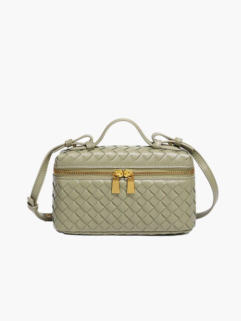 Luxe Gevlochten Handtas – Compacte Dames Tas voor Avond en Dag.