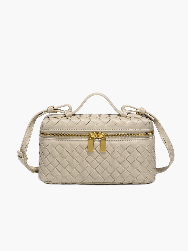 Luxe Gevlochten Handtas – Compacte Dames Tas voor Avond en Dag.