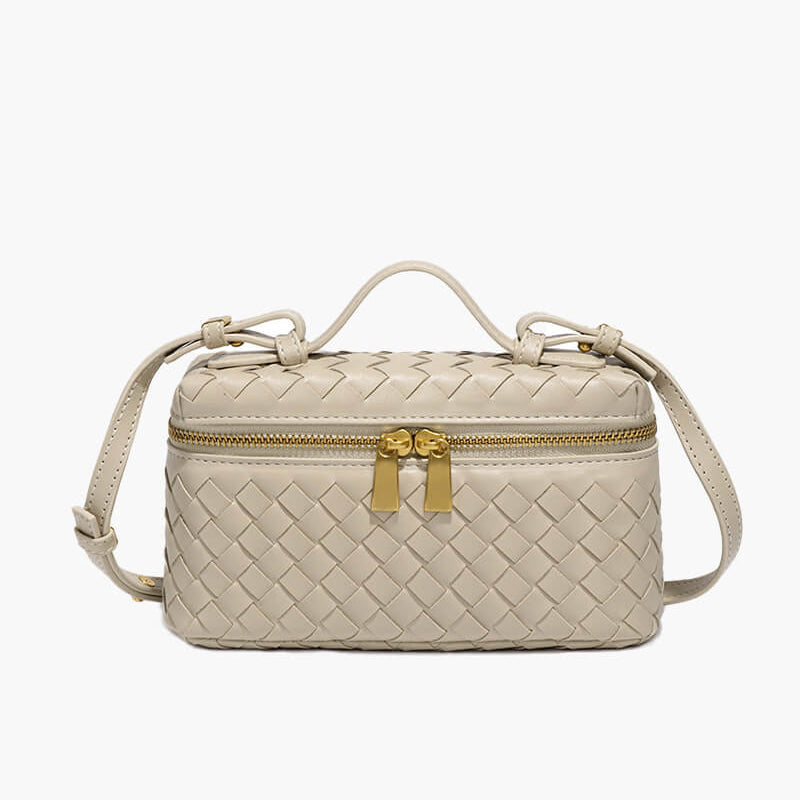 Luxe Gevlochten Handtas – Compacte Dames Tas voor Avond en Dag.