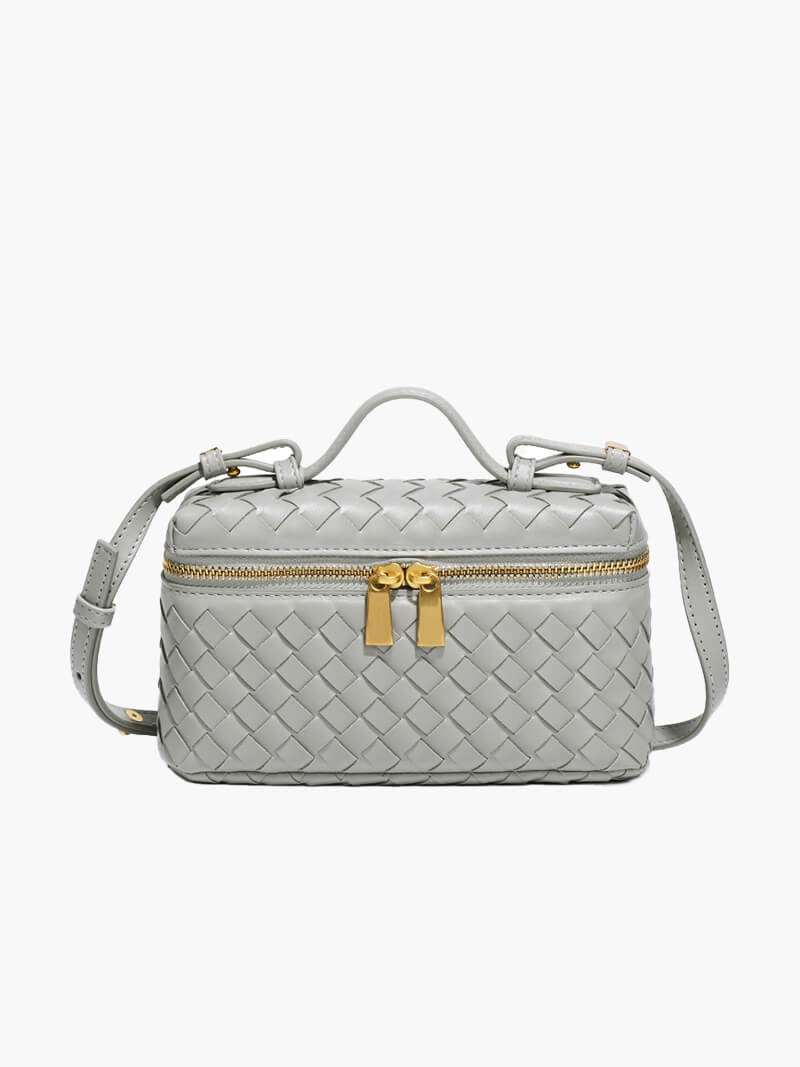Luxe Gevlochten Handtas – Compacte Dames Tas voor Avond en Dag.