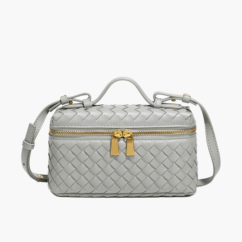 Luxe Gevlochten Handtas – Compacte Dames Tas voor Avond en Dag.