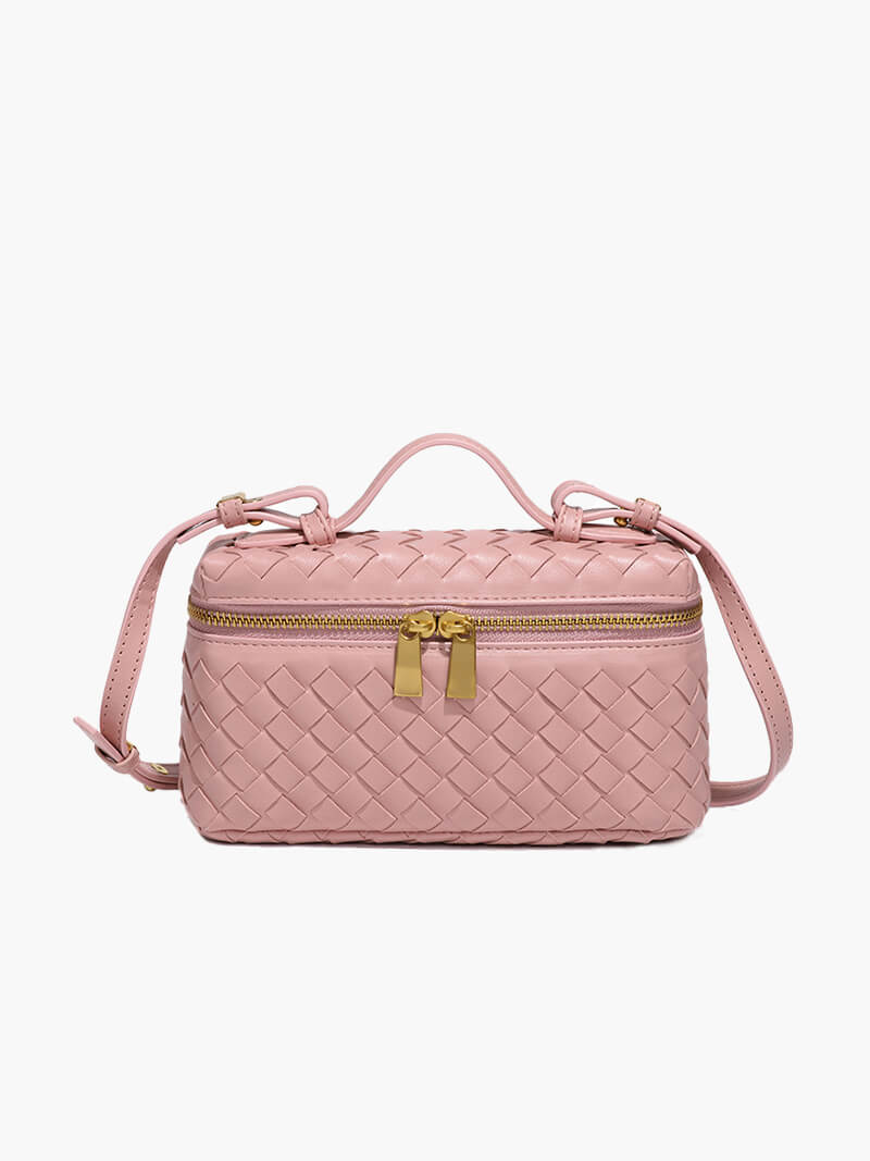 Luxe Gevlochten Handtas – Compacte Dames Tas voor Avond en Dag.