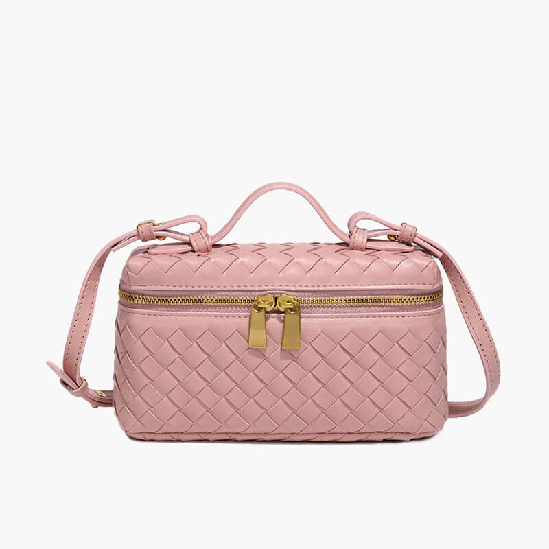 Luxe Gevlochten Handtas – Compacte Dames Tas voor Avond en Dag.