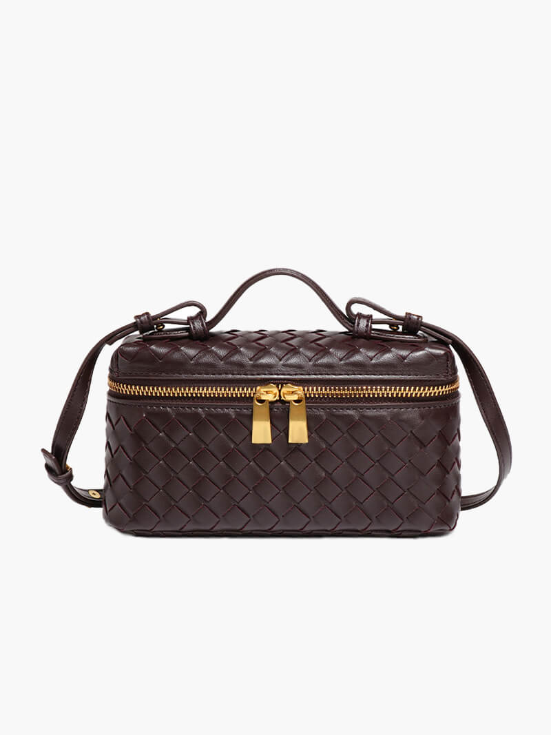 Luxe Gevlochten Handtas – Compacte Dames Tas voor Avond en Dag.