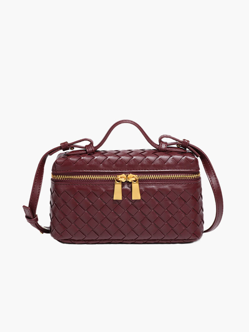 Luxe Gevlochten Handtas – Compacte Dames Tas voor Avond en Dag.