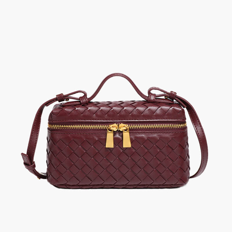 Luxe Gevlochten Handtas – Compacte Dames Tas voor Avond en Dag.