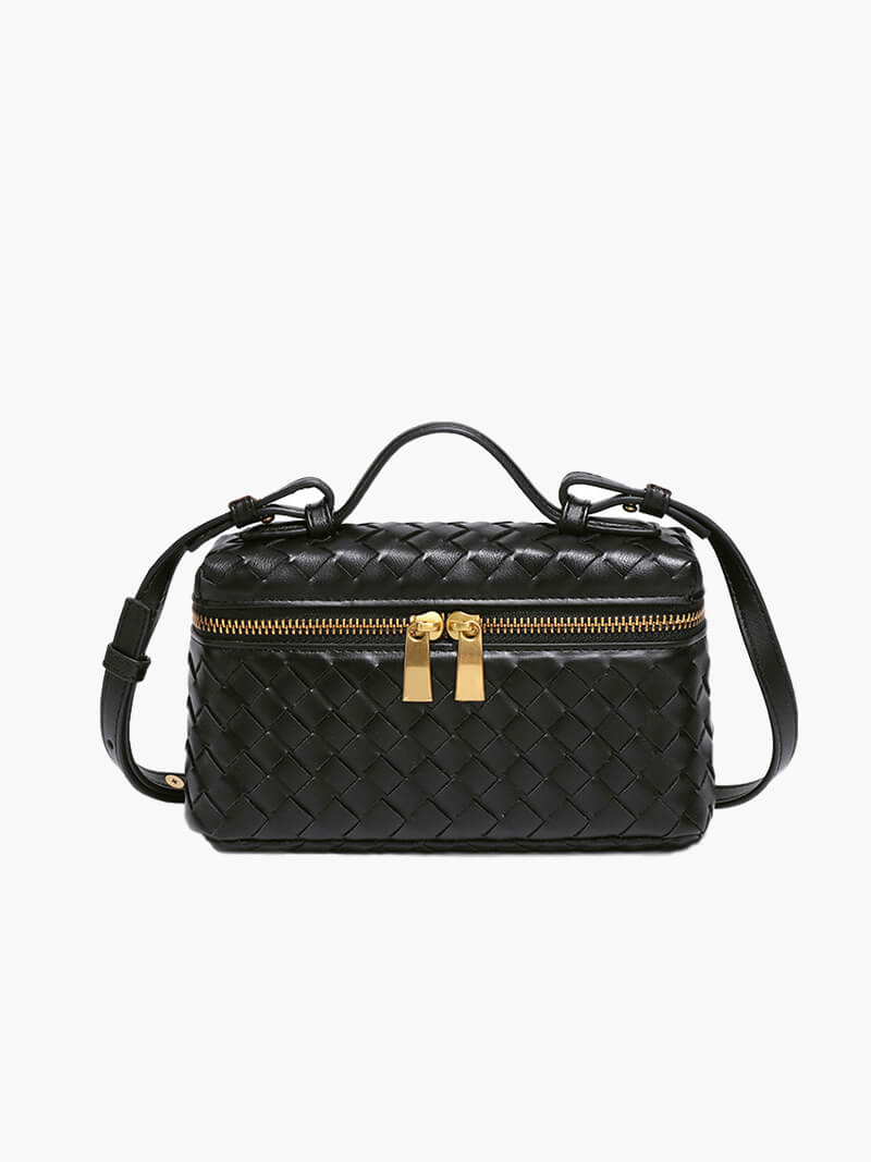 Luxe Gevlochten Handtas – Compacte Dames Tas voor Avond en Dag.