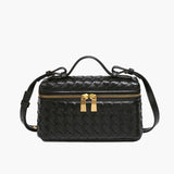 Luxe Gevlochten Handtas – Compacte Dames Tas voor Avond en Dag.