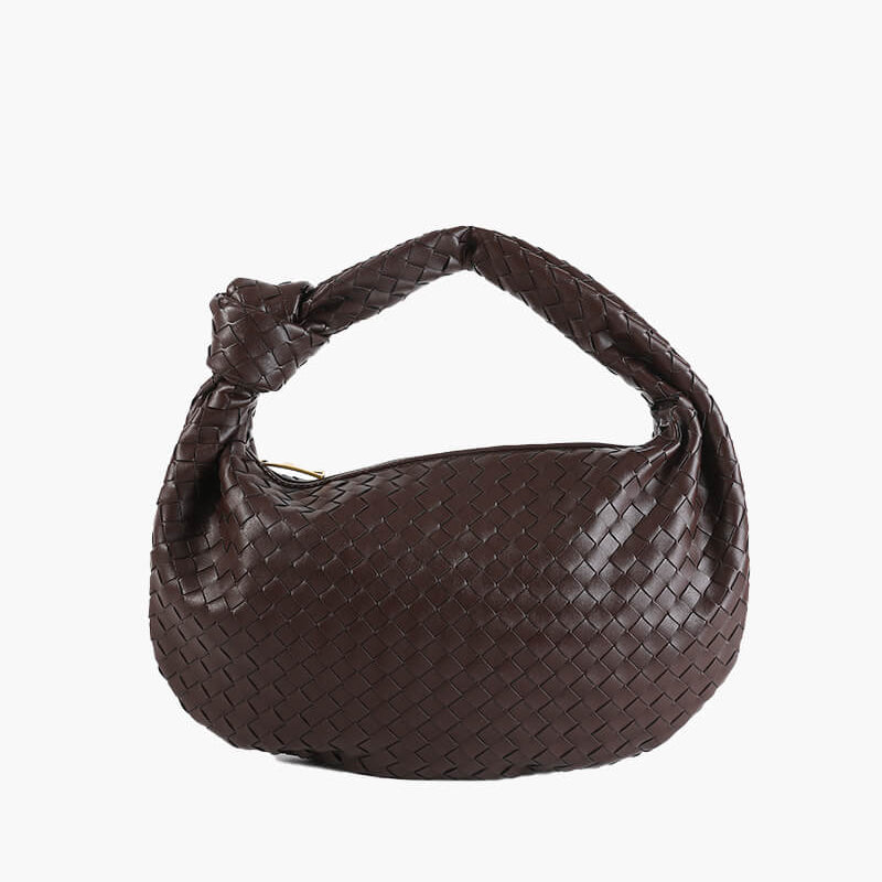 Compacte gevlochten schoudertas met knoopdetail