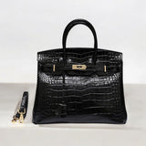 Luxe Croco Handtas met Structuur en Tophandvat
